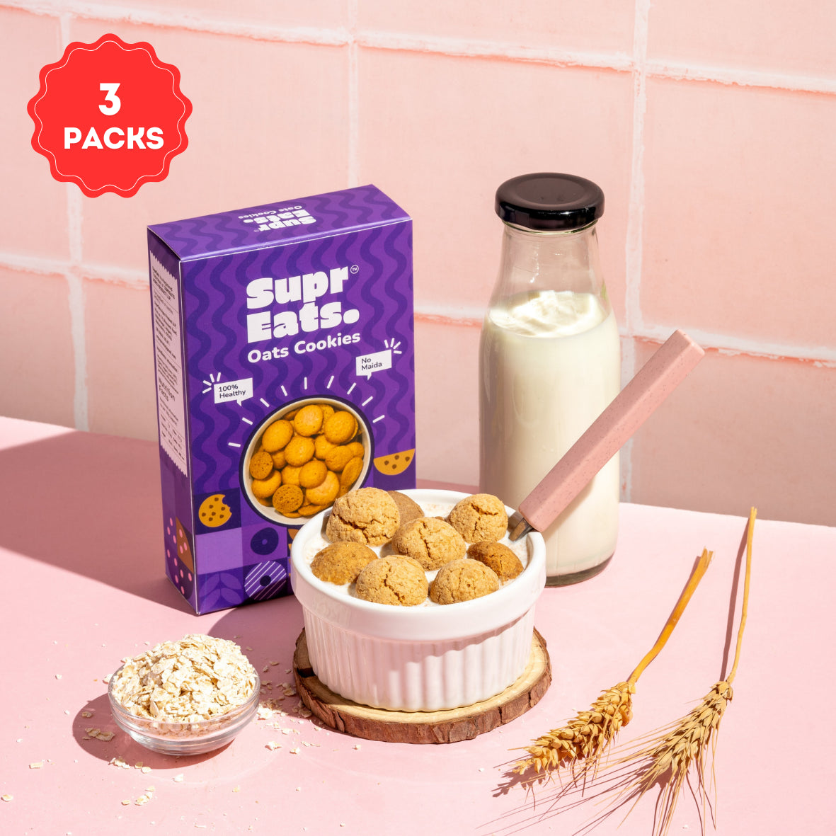 Oats Wheat Cookies | Mini Cookies | No Preservatives| 100g x 3