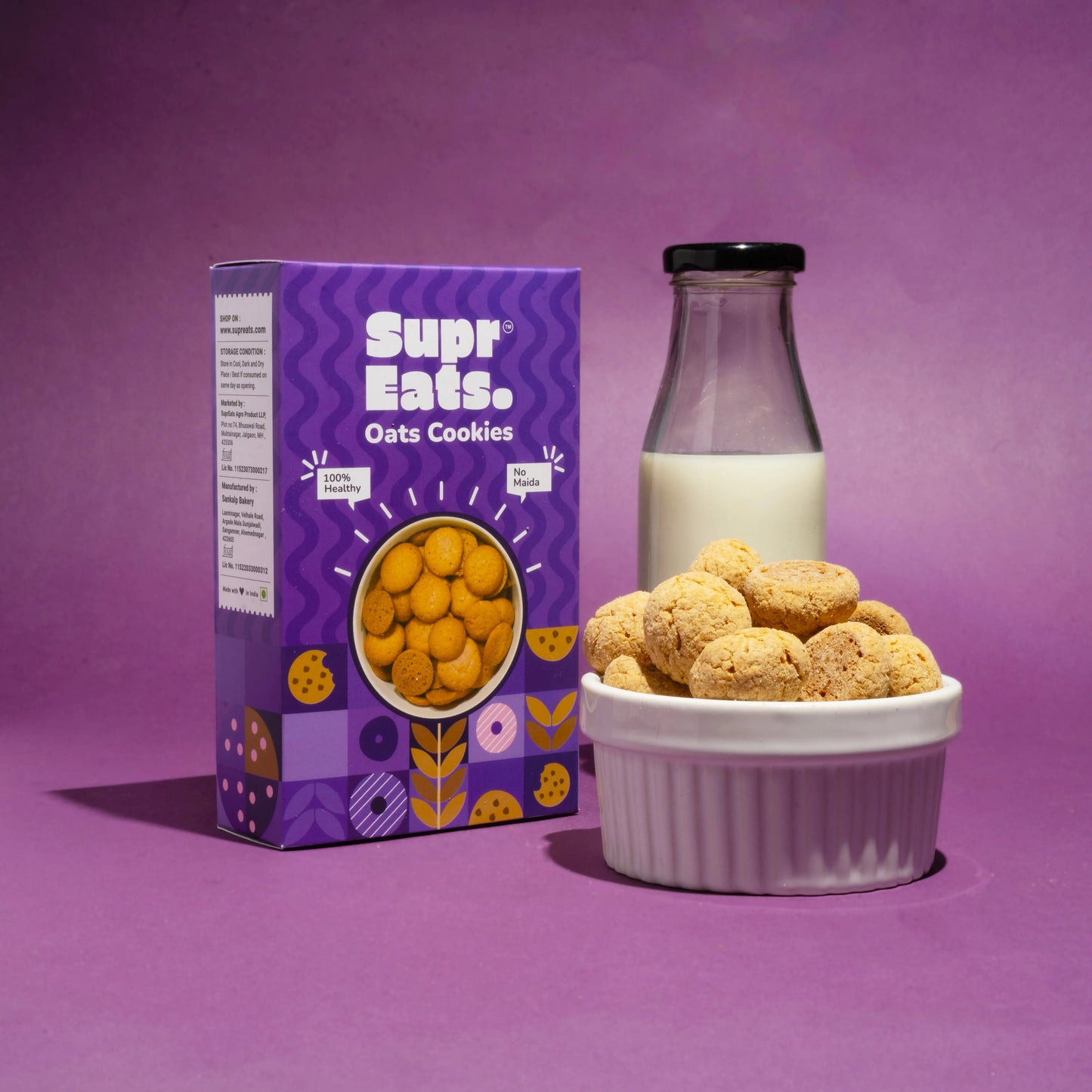 Oats Wheat Cookies | Mini Cookies | No Preservatives| 100g x 3