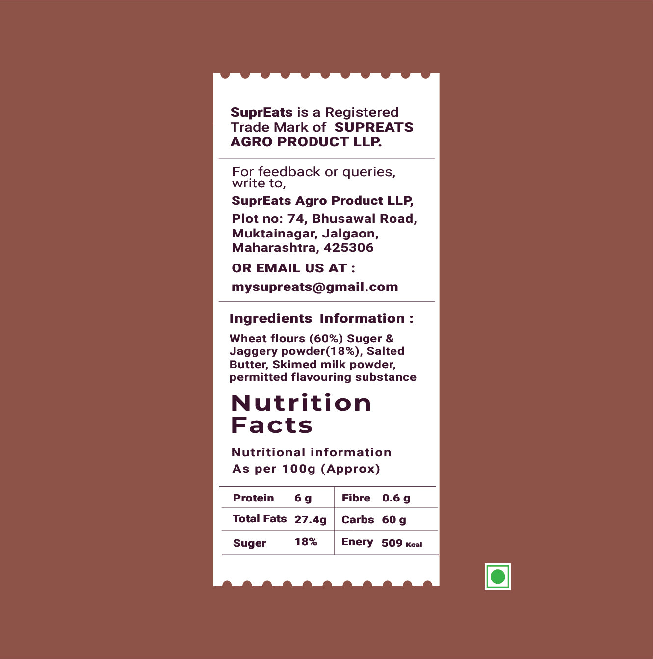 Wheat Chocolate mini Cookies | Healthy & Nutty | No Palm Oil | 100g x 3